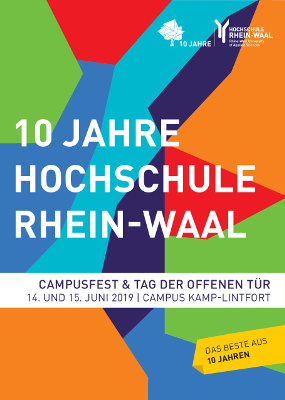 Plakat zum Campusfest 2019 der Hochschule Rhein-Waal am Campus Kamp-Lintfort