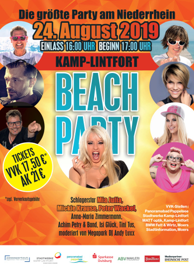 Werbeplakat für die Beachparty 2019