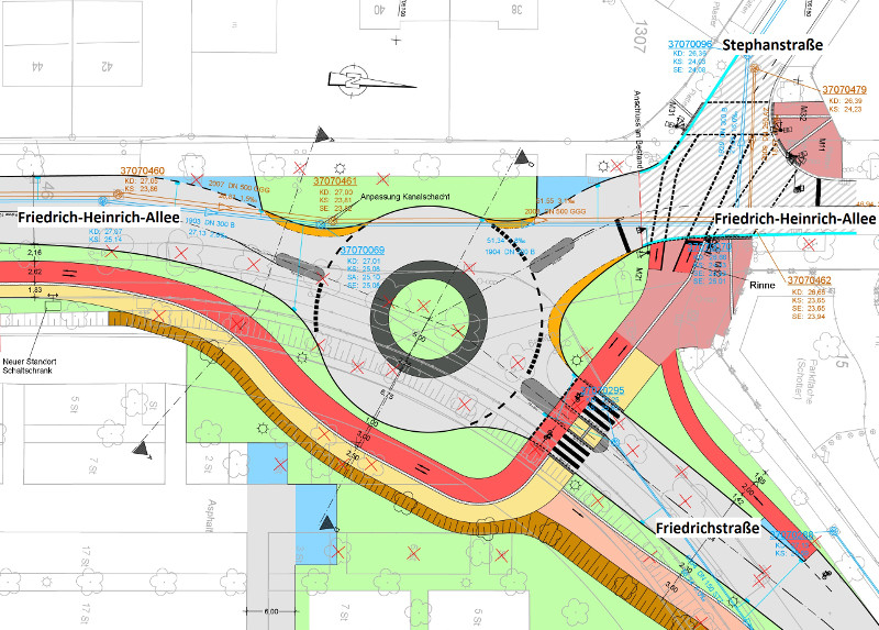 Der neue Kreisverkehr an der Friedrich-Heinrich-Allee