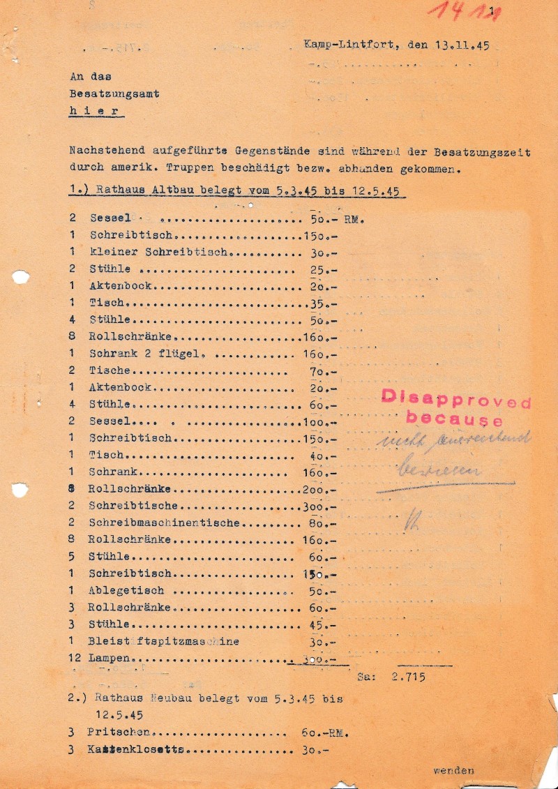 Anschreiben Besatzungsamt