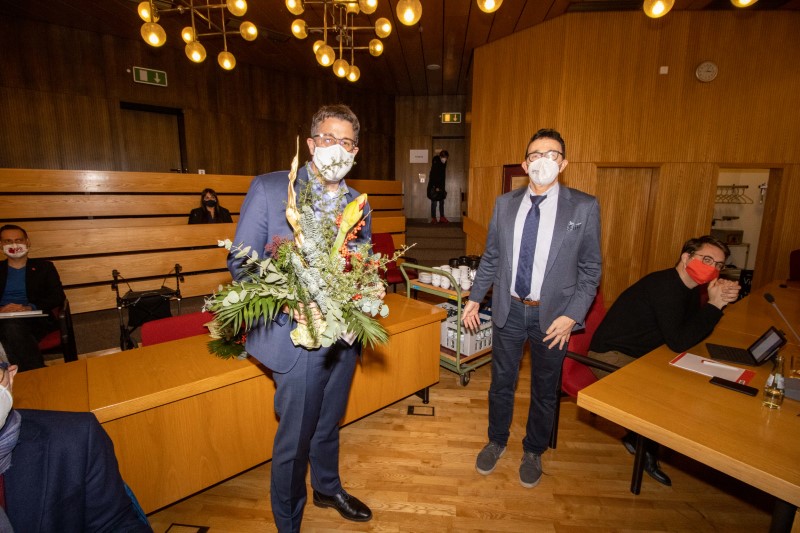 René Schneider mit Bürgermeister Prof. Dr. Christoph Landscheidt