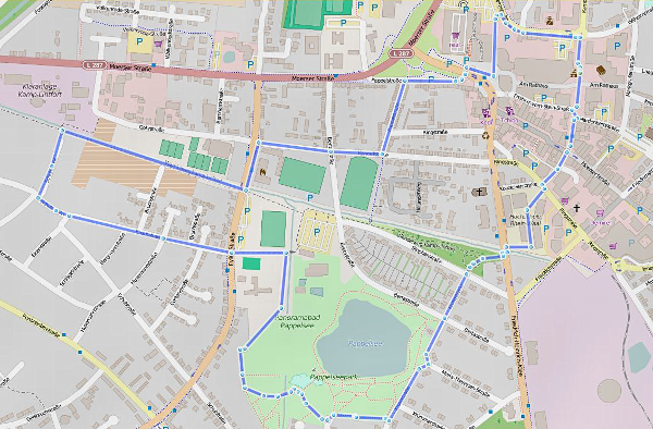 Routenverlauf Radtour am Aktionstag „Klimaneutral und Fit zur Arbeit“ am 3. Juni 2015