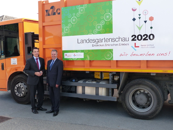 Kamp-Lintforter Müllfahrzeuge werben für Landesgartenschaubewerbung