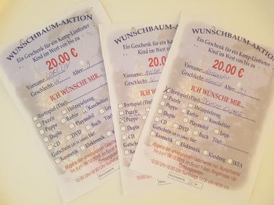 Wunschzettel der Wunschbaumaktion 2018