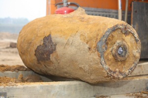Die gefundene englische Fliegerbombe aus dem Zweiten Weltkrieg