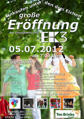 Plakat zur Eröffnung des Einkaufszentrums EK3