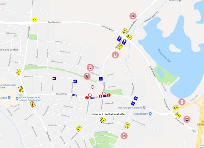 Verkehrszeichenplan für die Baustelle Moerser Straße